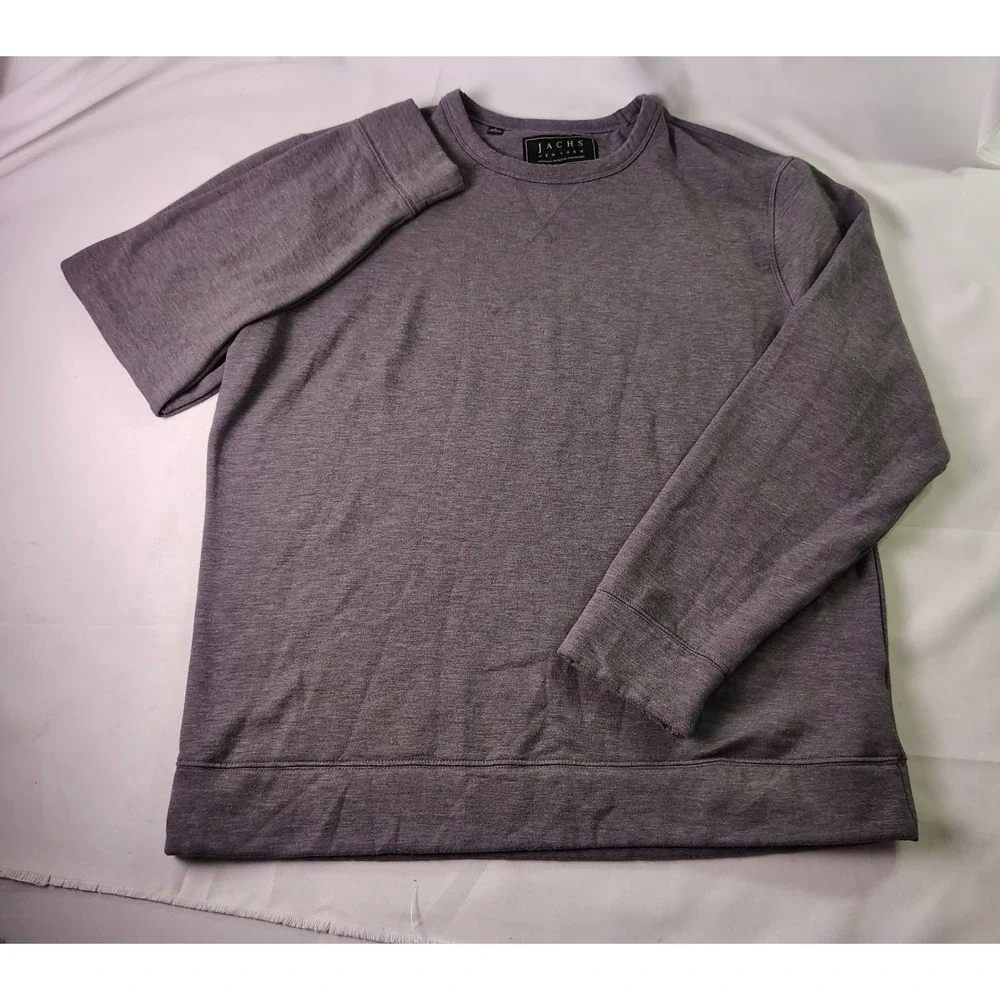 Jachs NY Mens Size L Soft Touch Fleece Crewneck Sweatshirt Gray Heather Pullover